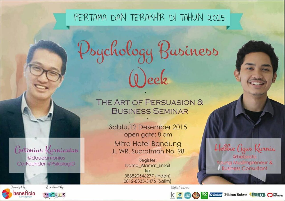 infobandung's tweet photo. 80% orang memutuskan untuk membeli produk kita, karena keadaan PSIKOLOHIS. Seminar dari @beneficioID pas nih! https://t.co/iTnsQb3erb