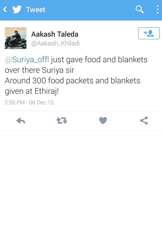 Suriya_offl's tweet photo. Thank you guys, let's keep it coming! #AgaramSOS #cuddaloremicro #chennairainshelp https://t.co/XrUsNSFj6k