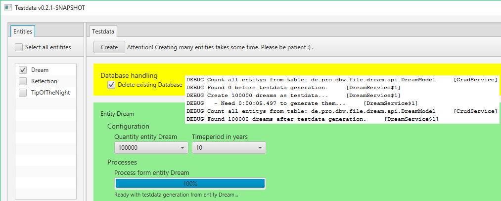 naoghuman's tweet image. Generating 100.000 entities for #testdata taks 5.497sec with #javafx and #objectdb