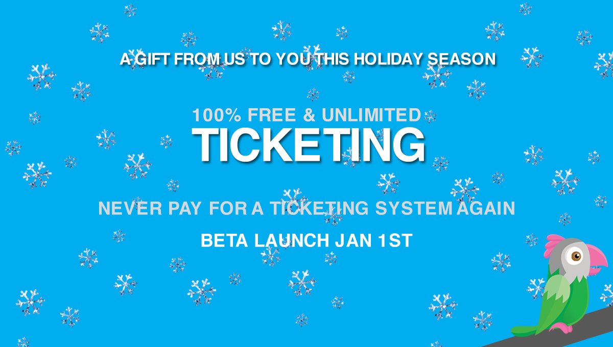 tawktotawk's tweet photo. Our gift to you this holiday season > A 100% FREE &amp; fully functional Ticketing system : Beta launch Jan 1st, 2016! https://t.co/HqiU7q1oEe
