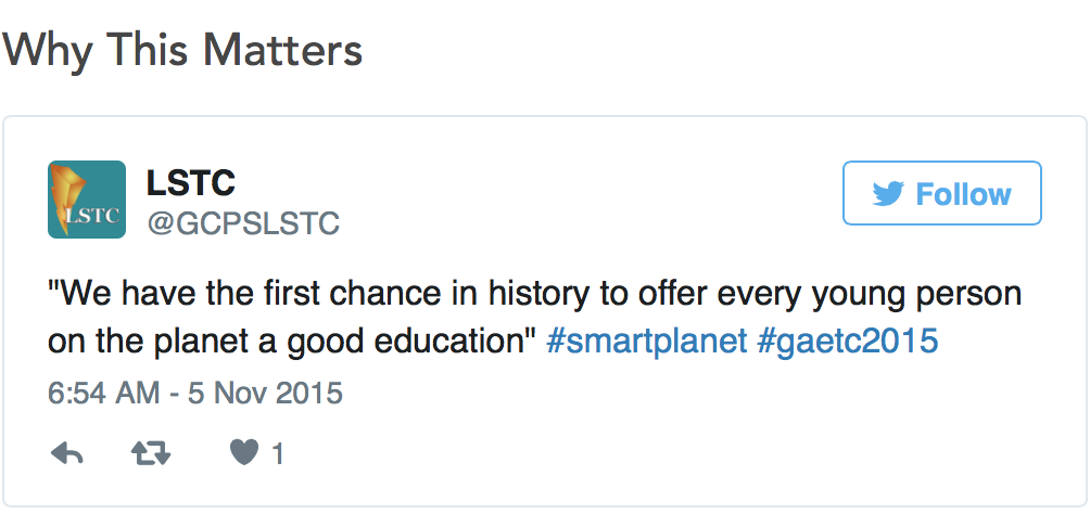 tvanderark's tweet photo. #Innovations Creating a #SmartPlanet https://t.co/Gbh9b3c9vM #NYSCATE15 #GAETC15 https://t.co/nm6bHWpjT9