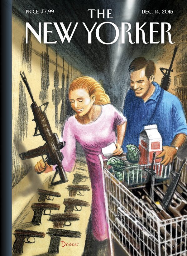 Próxima portada del #NewYorker para conmemorar el récord de 185.000 armas nuevas vendidas en el último #BlackFriday