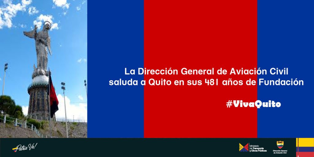 DGAC_Ecuador's tweet photo. La #DGACec saluda a la Carita de Dios en sus 481 años de Fundación. ¡Viva Quito!. https://t.co/JZvC1wEBBi
