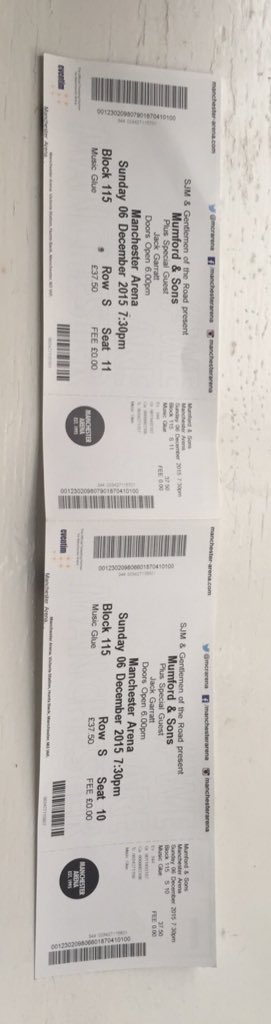 MontonOffice's tweet photo. 2 seated tickets for @MumfordAndSons tonight Manchester pls rt @therealboon #boonsboxoffice open to offers https://t.co/dQa0e36iCp