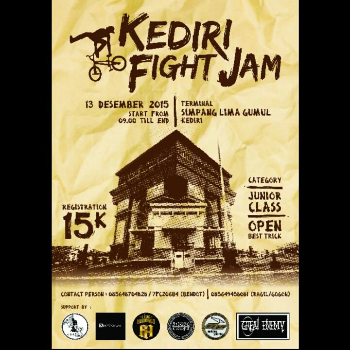 kediribmx's tweet photo. Kediri Fight Jam . Flatland Category Junior and Open Best Trick . 15K Registration . 13 Desember 2015 https://t.co/bCjWgpIGc0