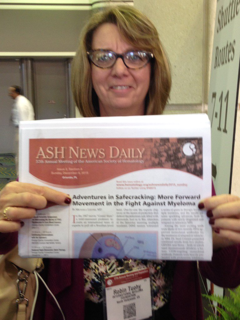 IMFanneSUPPORT's tweet photo. Myeloma makes front page of ASH NEWS DAILY #adeletickets #ASH15  #IMFASH15 https://t.co/nHIekiBKbE