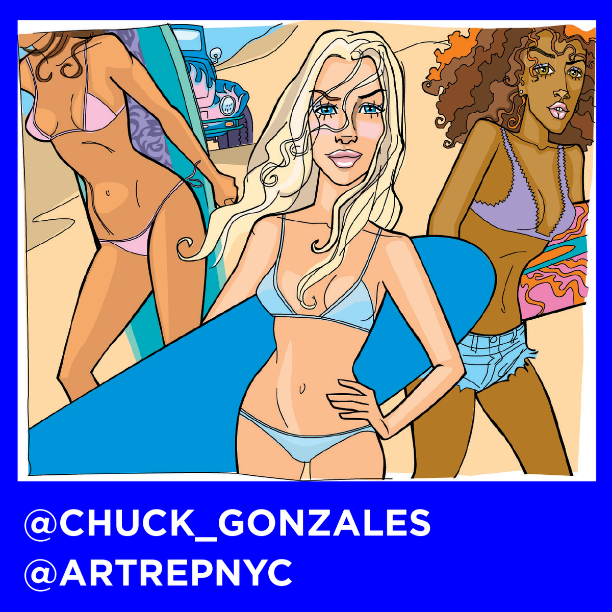 michaelartrep's tweet photo. I want some  more #funinthesun like these #ladies!

#Illustration by @Chuck_Gonzales.

#ChuckGonzales #ArtRepNYC https://t.co/qRGOGOu0y4