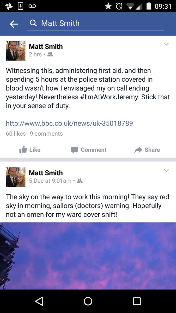Dr_NBB_'s tweet photo. My good friend @0MattSmith0 was the first to help the poor victim last night's attack in Leytonstone. Bravery. https://t.co/ewbCfIJ79l