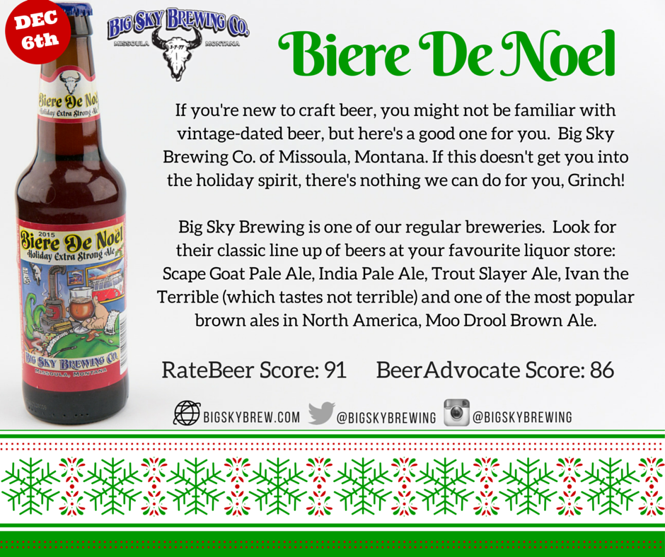CraftBeerAdvent's tweet photo. The sixth #craftbeer is here! Biere De Noel from @bigskybrewing is #beer6 of the #CraftBeerAdventCalendar https://t.co/ZWYETO9WsE