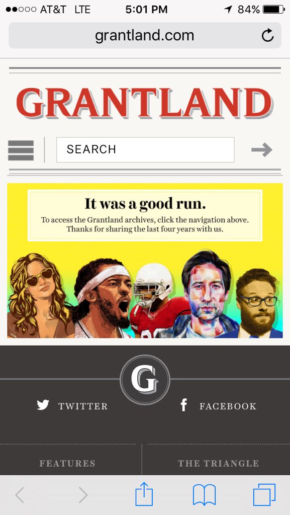 Blurgh. Sitting in a restaurant, waiting, and by habit went to #Grantland. Depressing. #GrantlandForever