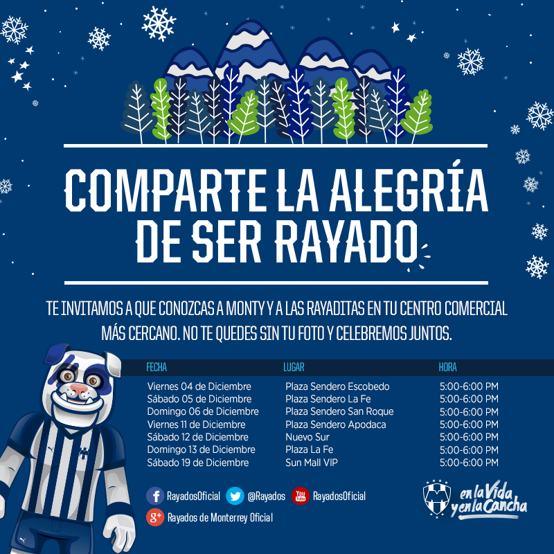 Rayados's tweet photo. Hoy Monty y Las Rayaditas en Plaza Sendero San Roque. #NavidadRayada 2015: https://t.co/NjqNnJOxw9 https://t.co/XprhOGKhA6