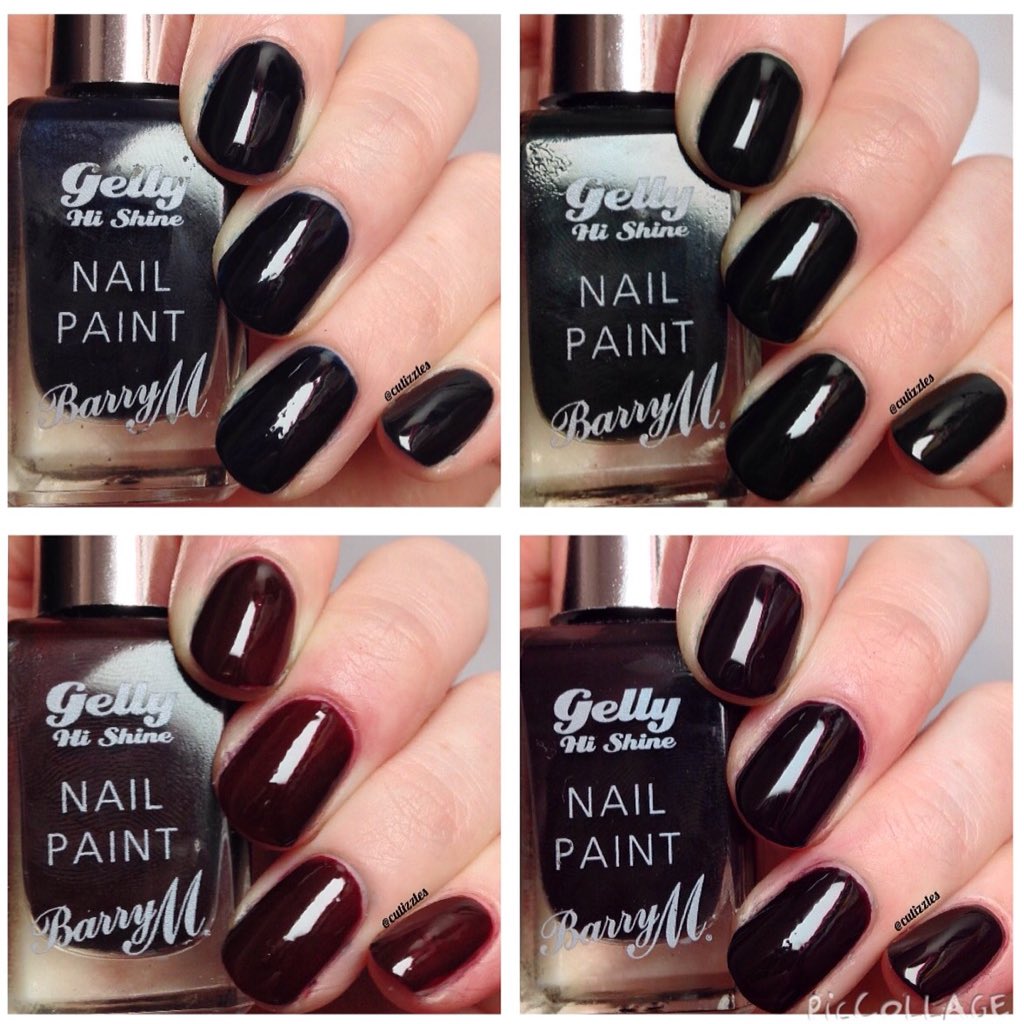 cutizzles's tweet photo. Swatches of all the @BarryMCosmetics new black polishes. #nailart #nails #barrym #polish #designs #fashion https://t.co/CCAg9u09kr