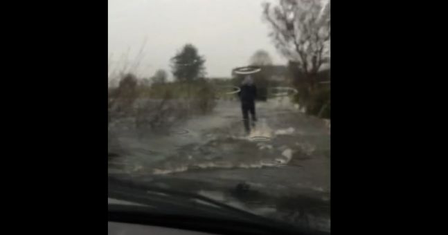 VIDEO: This lad had to get to a wedding via a newly formed river in Westport bit.ly/1NzndCU