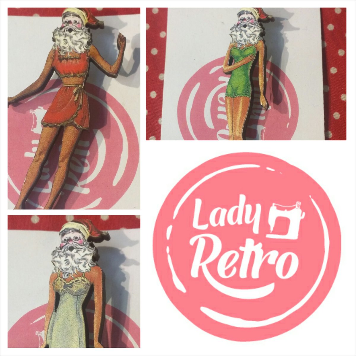 ladyretrouk's tweet photo. Handmade Christmas brooches. #beardedlady #fatherchristmas #supportlocal https://t.co/b34JVx560h