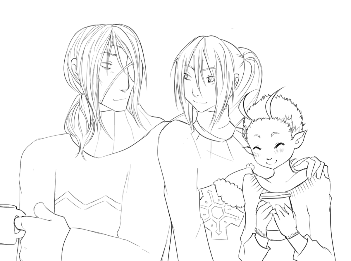 Gatchayam's tweet photo. Nobody is safe from being drawn in christmas sweaters #futuretrio https://t.co/Lf2rwNDb2V