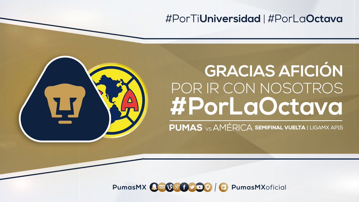PumasMX's tweet photo. ¡Gracias, auriazules! Juntos vamos #PorLaOctava
#PorTiUniversidad https://t.co/BIDeDiemXB