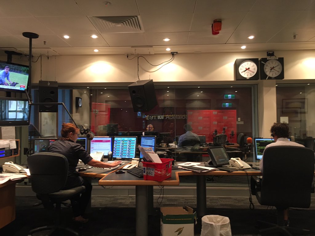 ali__clarke's tweet photo. Some early morning introductions ... With @KevCorduroy & @DavidBevanSA on @891adelaide #stillhaventseenacocomug https://t.co/oMWKBKmLiC
