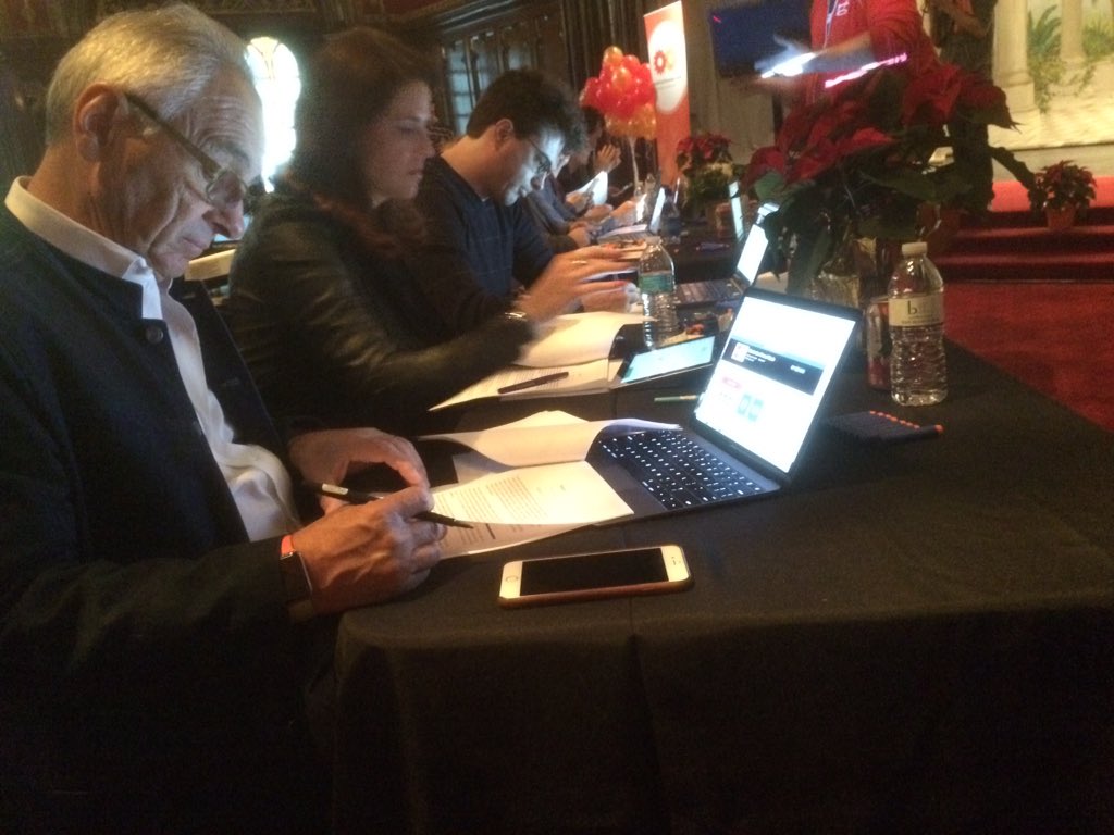 realadampaul's tweet image. Judges are ready for #MastersofCode @MasterCardDev @gassee #HACKAWAY
