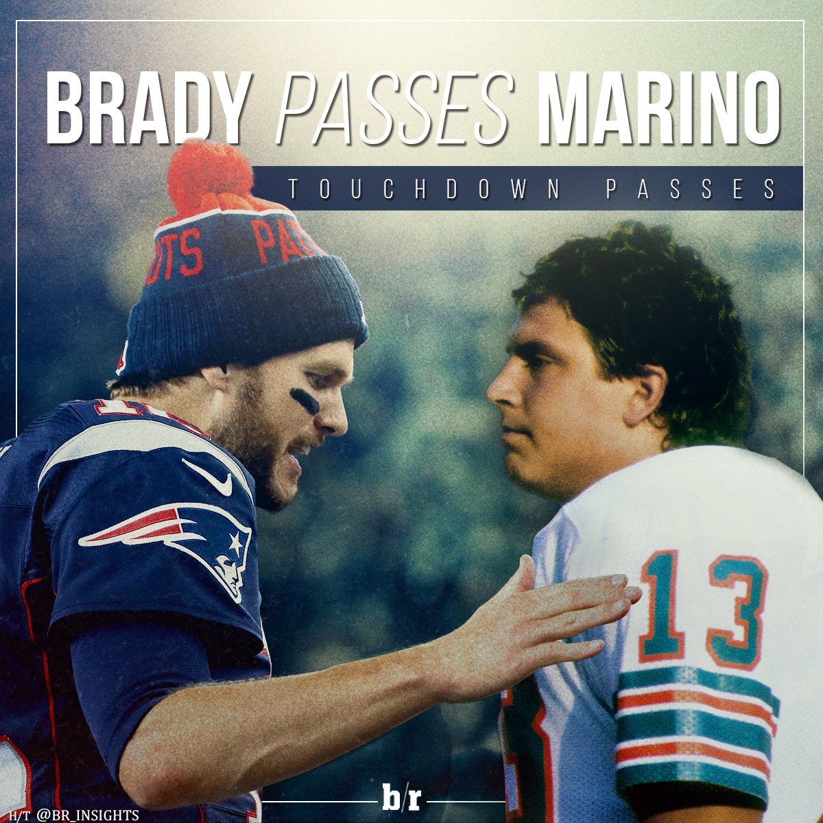 BleacherReport's tweet photo. Congrats to Tom Brady on passing Dan Marino for third all-time in TD passes! https://t.co/LBnWeKIAt4