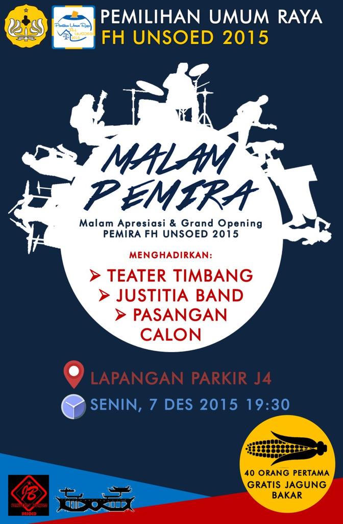 Pada:
Hari tanggal: SENIN 7 Desember 2015
Tempat: Lapangan Parkir Justitia 4
Waktu: 19:30 WIB