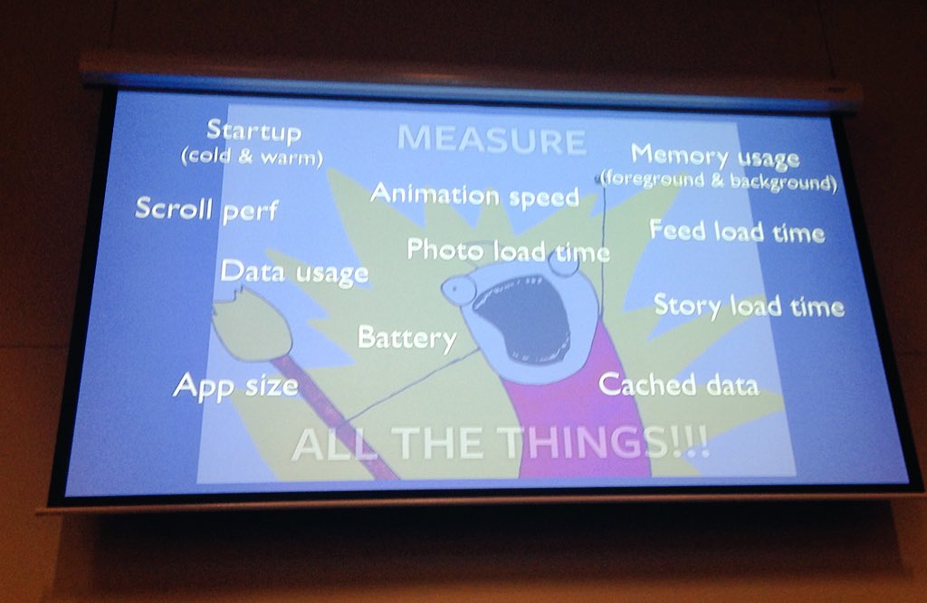 AlexLopezIT's tweet photo. #Facebook mobile app performance measure #yow15 https://t.co/sgIYXbHSHe