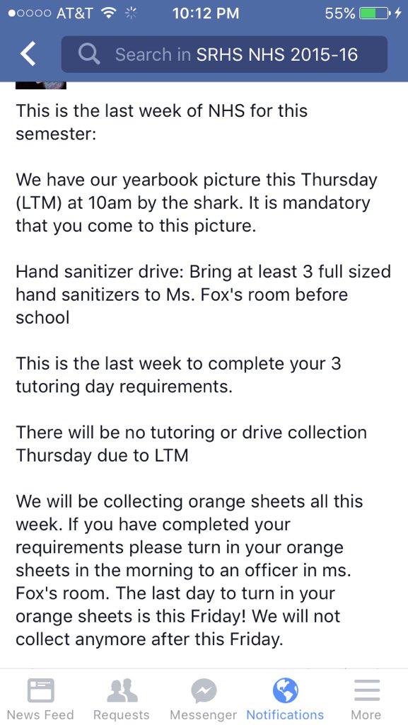 Last week of NHS for this semester! Make sure to complete your requirements!