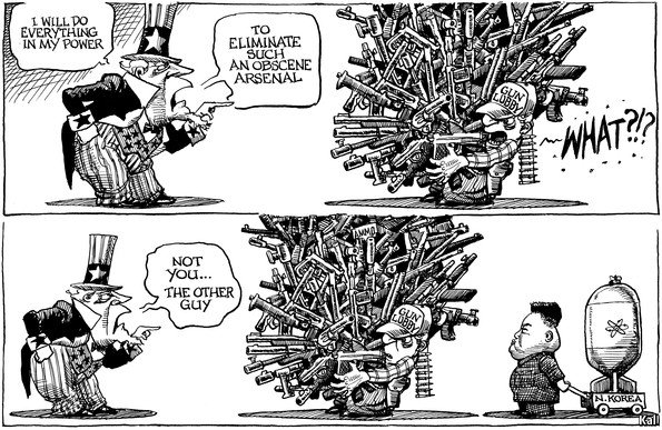 TheEconomist's tweet photo. Another week, another mass-shooting in America. KAL's cartoon from April 2013: https://t.co/Ccr6uW9CT7 https://t.co/Tj7QgFMbOZ