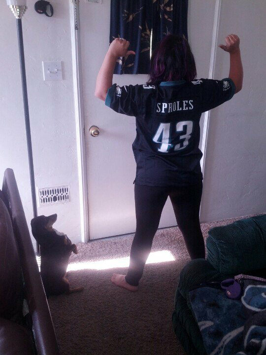 lilcookimonster's tweet photo. Let's be honest, rocking my new @DarrenSproles jersey caused the Eagles to win. #Superstition #LittlePower https://t.co/jSx8bR2zzt