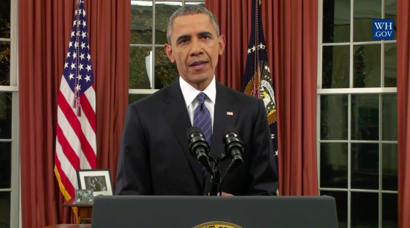 oliverdarcy's tweet photo. Obama: "So far we have no evidence that the killers were directed by a terrorist organization overseas." https://t.co/39RZ8t0RQs