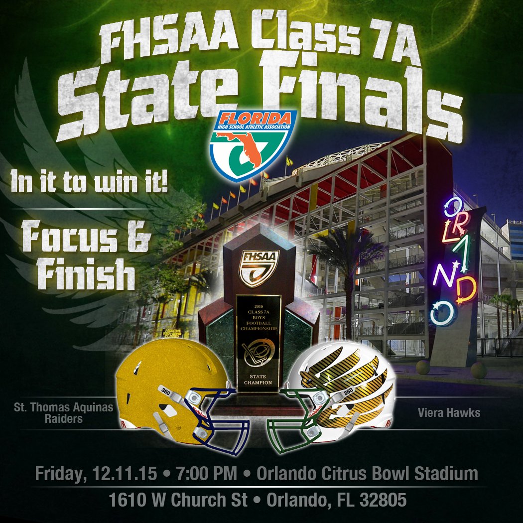 VieraHawks's tweet image. BREVARD COUNTY! Let's Fill The Bowl!! St. Thomas Aquinas vs. Viera #StateFinals #FocusFinish #Rep321