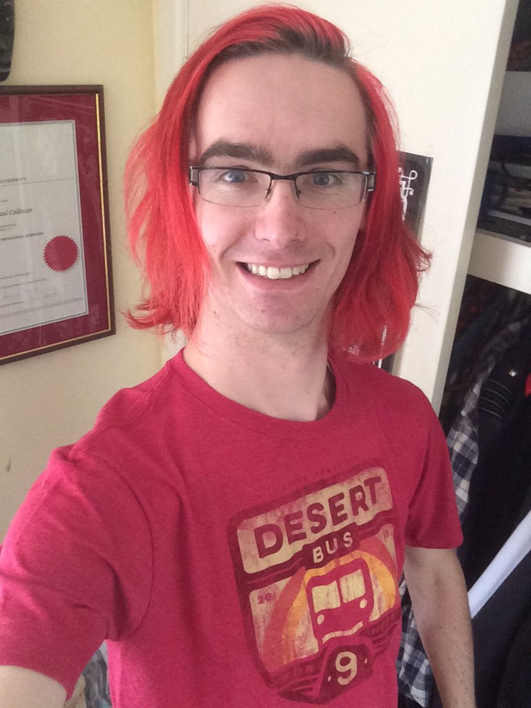 PunkZoologist's tweet photo. @DesertBus @Fangamer It matches my hair. #Desertbus9 https://t.co/9UwXAjzw1h