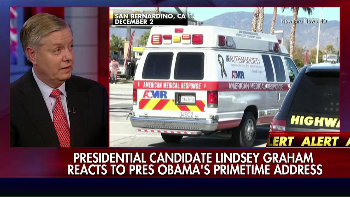 FoxNews's tweet photo. .@LindseyGrahamSC on fighting terror: "We're at war and President Obama's fighting a crime." https://t.co/25bWMYILbw