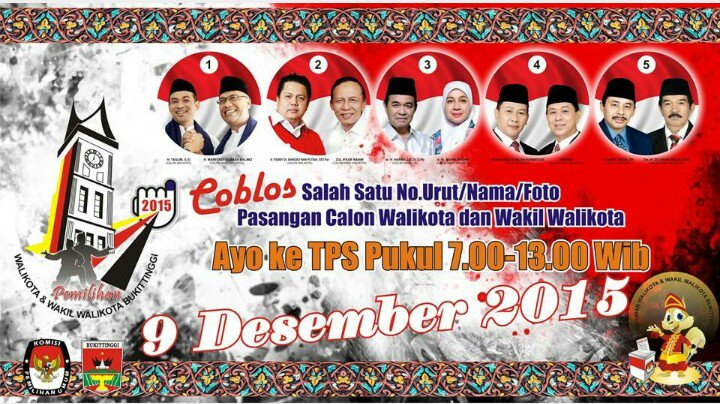 Daftar Pasangan Calon Peserta Pemilihan Walikota dan Wakil Walikota Bukittinggi 
#PilkadaBadunsanak #Pilkada2015