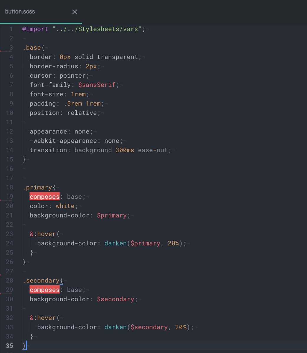 Rmmmsy's tweet image. Behold the power of using #CSSModules with 'composes' instead of #SASS extend.
#webdevelopment #javascript