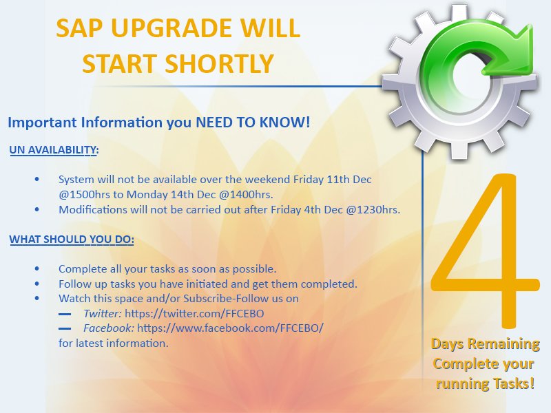FFCEBO's tweet photo. FFC SAP upgrade https://t.co/GyZXL4FAMO