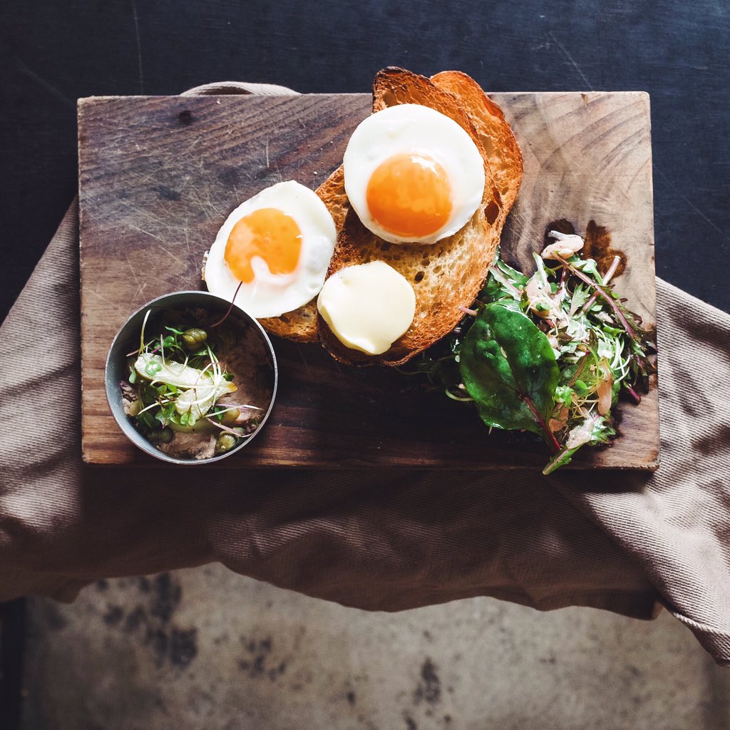 We have our duck Rillette spread now available served with sourdough, fried eggs &amp; a pickled shallot salad.