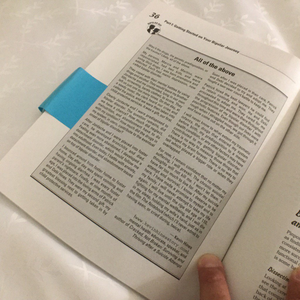 KevinHinesStory's tweet image. My bio in @Bipolar4Dummies #3rdEd by @JoeKraynak @finkshrink out now #MakingEverythingEasier amazon.com/Bipolar-Disord…