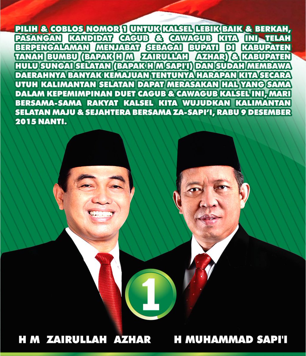 Pilih Nomor 1 Cagub &amp; Cawagub Kalimantan Selatan di 9 Desember 2015