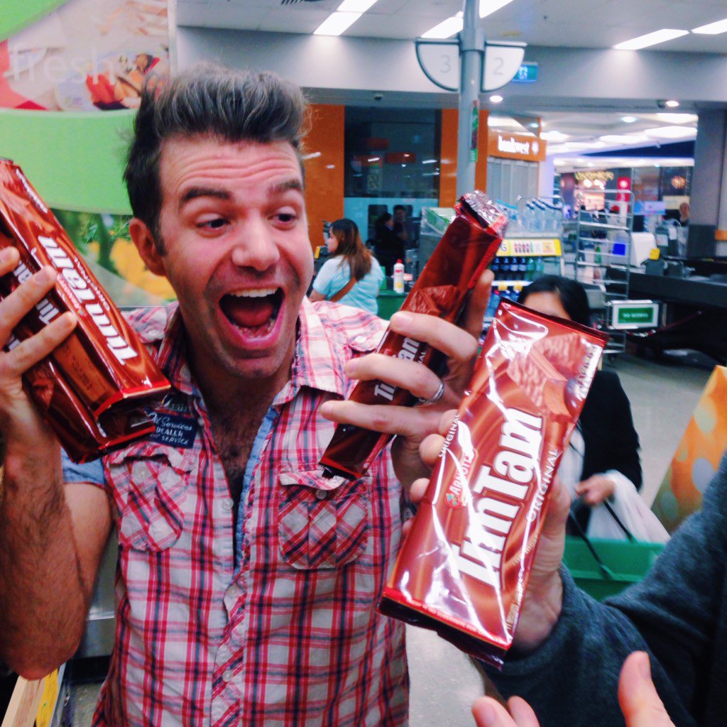 TheConnectPress's tweet photo. Nothing beats seeing a Nashvillian find the Tim Tam isle. Ready for @Stephen_Kellogg tonight #SKinOZ https://t.co/VB1u9jA2MQ