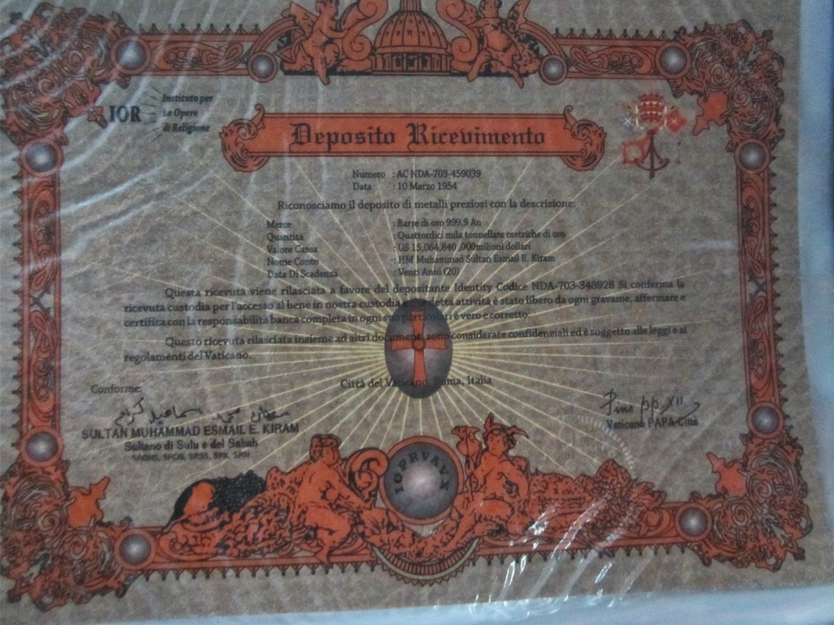 AlcuinBramerton's tweet photo. With the #GlobalCollateralAccounts now secured &amp; ready, what is the status of this $15Q #VaticanBank #bond? #r4Today https://t.co/70YtoHb678