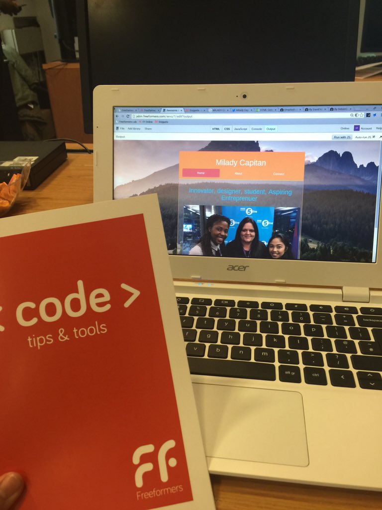 MiladyCapitan's tweet photo. Just finish making our online portfolio! #uploadlive Thank you @mrlewieallen! @ellen_Kerr1 #coding https://t.co/HiGReEhLjw