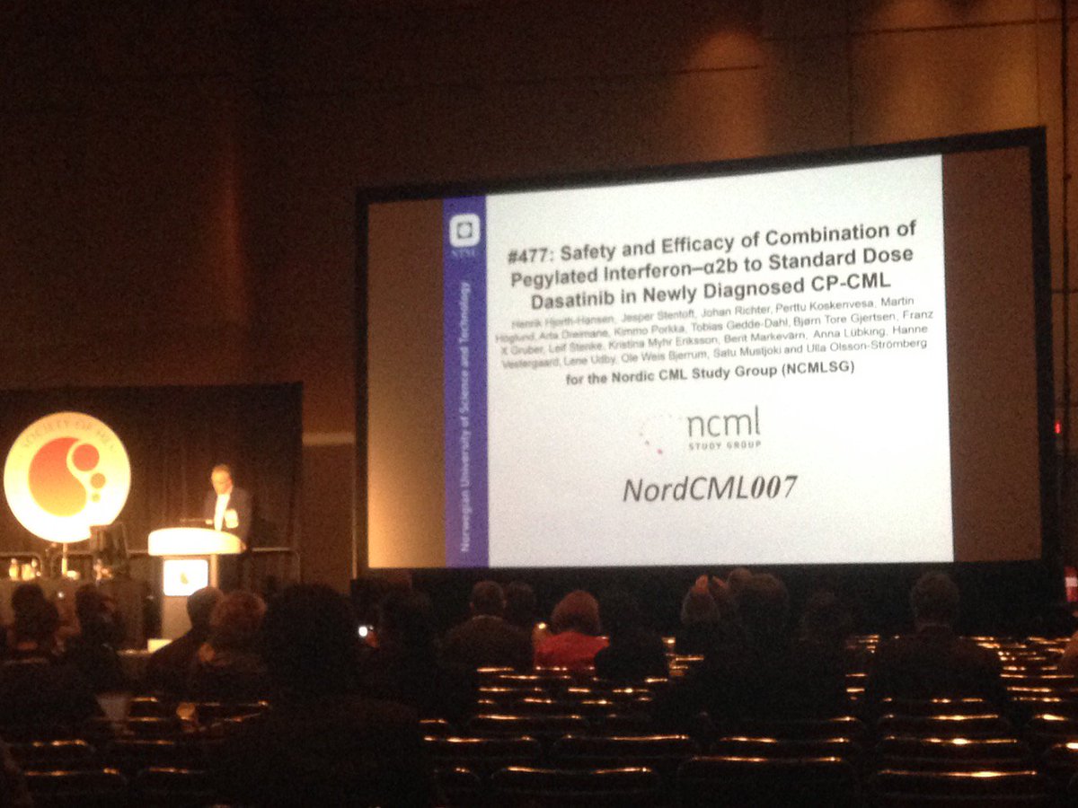 #ASH2015 Prof Henrik Hjort-Hansen, @StOlavsHospital, vi kan bruke immunterapi med TKI dasatinib i KML. Effektivt!