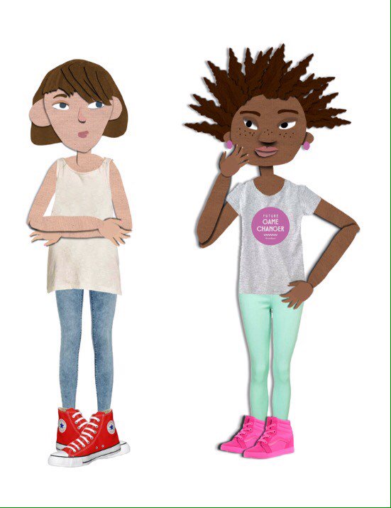 The two characters from our animation...coming very soon. Wearing our new #futuregamechanger t-shirt! Exciting.
