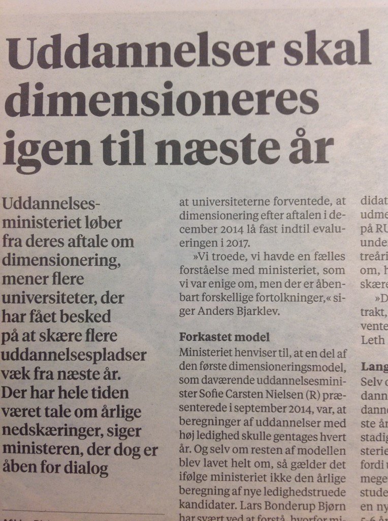 jsWinkel's tweet photo. Ministerium kører ny runde af #dimensionering af uddannelser på trods af aftale med @sofiecn #uddpol #dkpol https://t.co/uddpAubuqU