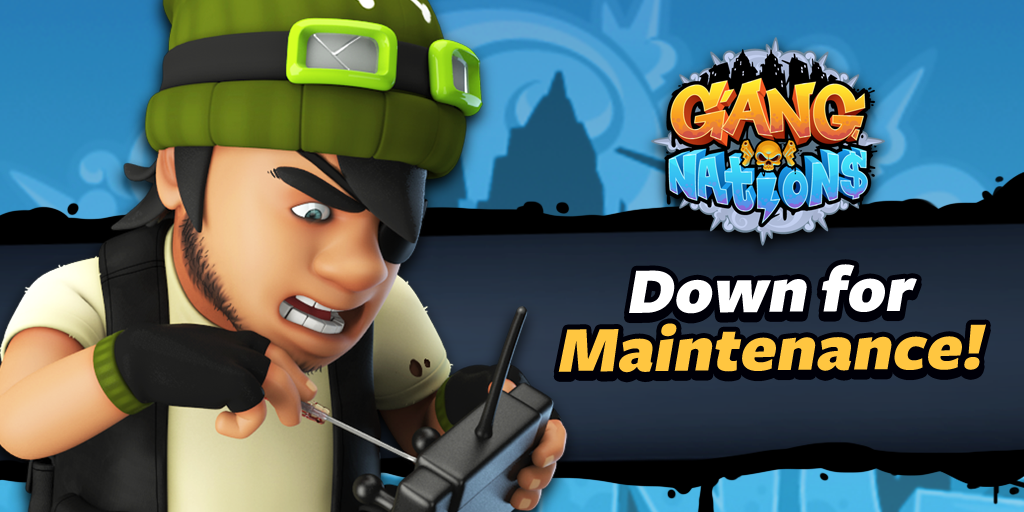 GangNations's tweet photo. Gang Nations is going down for server maintenance! We expect to be offline for approximately 30 minutes. Thank you! https://t.co/7KcMyt6dAq