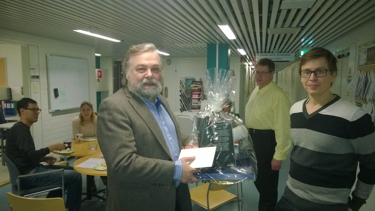 LutTurbo's tweet photo. Head of the laboratory @jabamula celebrated his birthday @LutTurbo #congratulates #coffee #cake @UniLUT https://t.co/UonZpL6UPi