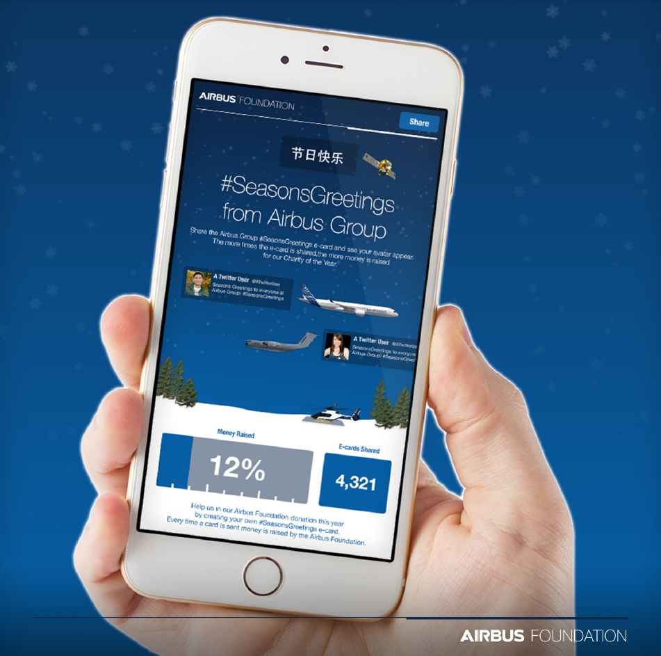 AirbusCareers's tweet photo. Envoyez &amp; partagez vos cartes de vœux et aidez ainsi la Fondation Airbus! https://t.co/Y8NaJI8xzp #seasonsgreetings https://t.co/BOQTkkJXn1
