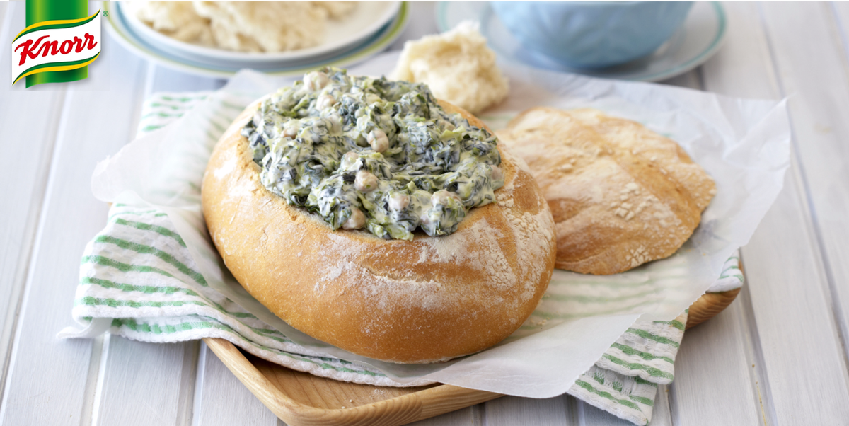 whats4dinnerSA's tweet photo. #FestiveSnack: Spinach & Chickpea Dip in a Hollow Loaf! https://t.co/Ku1Ub3onA9 #Knorr #vegetarian https://t.co/6nzOksYKqi