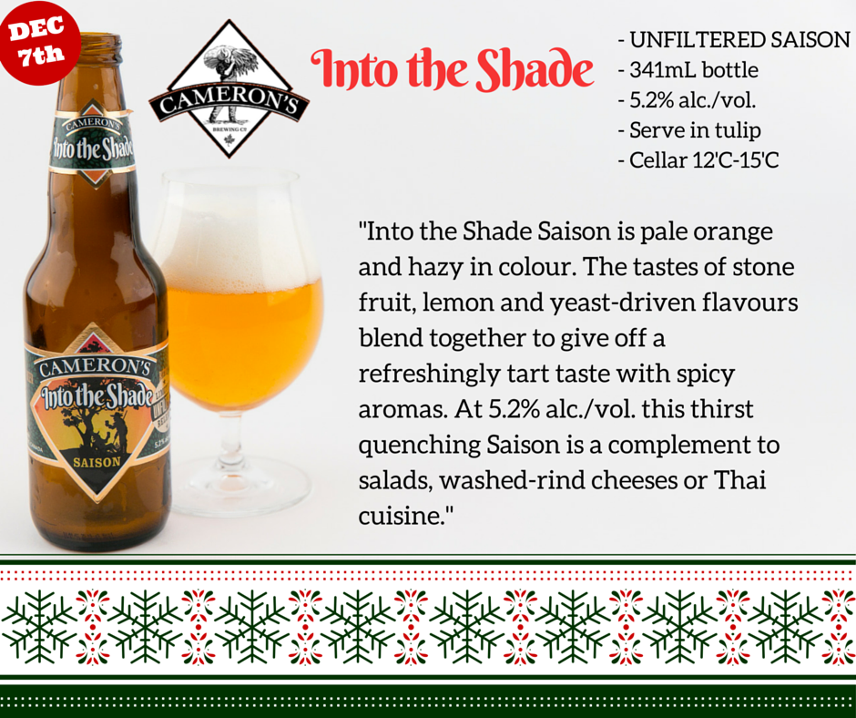 CraftBeerAdvent's tweet photo. Lucky Number 7! Into the Shade Saison from @cameronsbrewing is #beer7 of the #CraftBeerAdventCalendar #craftbeer https://t.co/nojapXDiP4