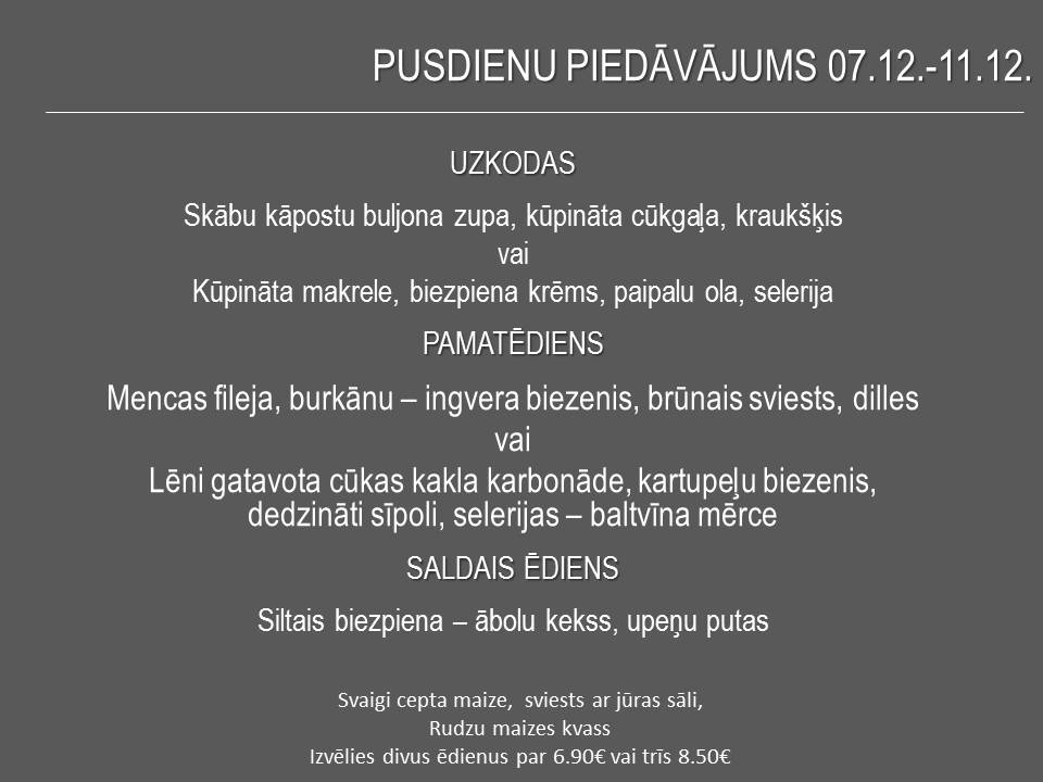 Šīs nedēļas pusdienu piedāvājums.
Gaidīsim ciemos! :)